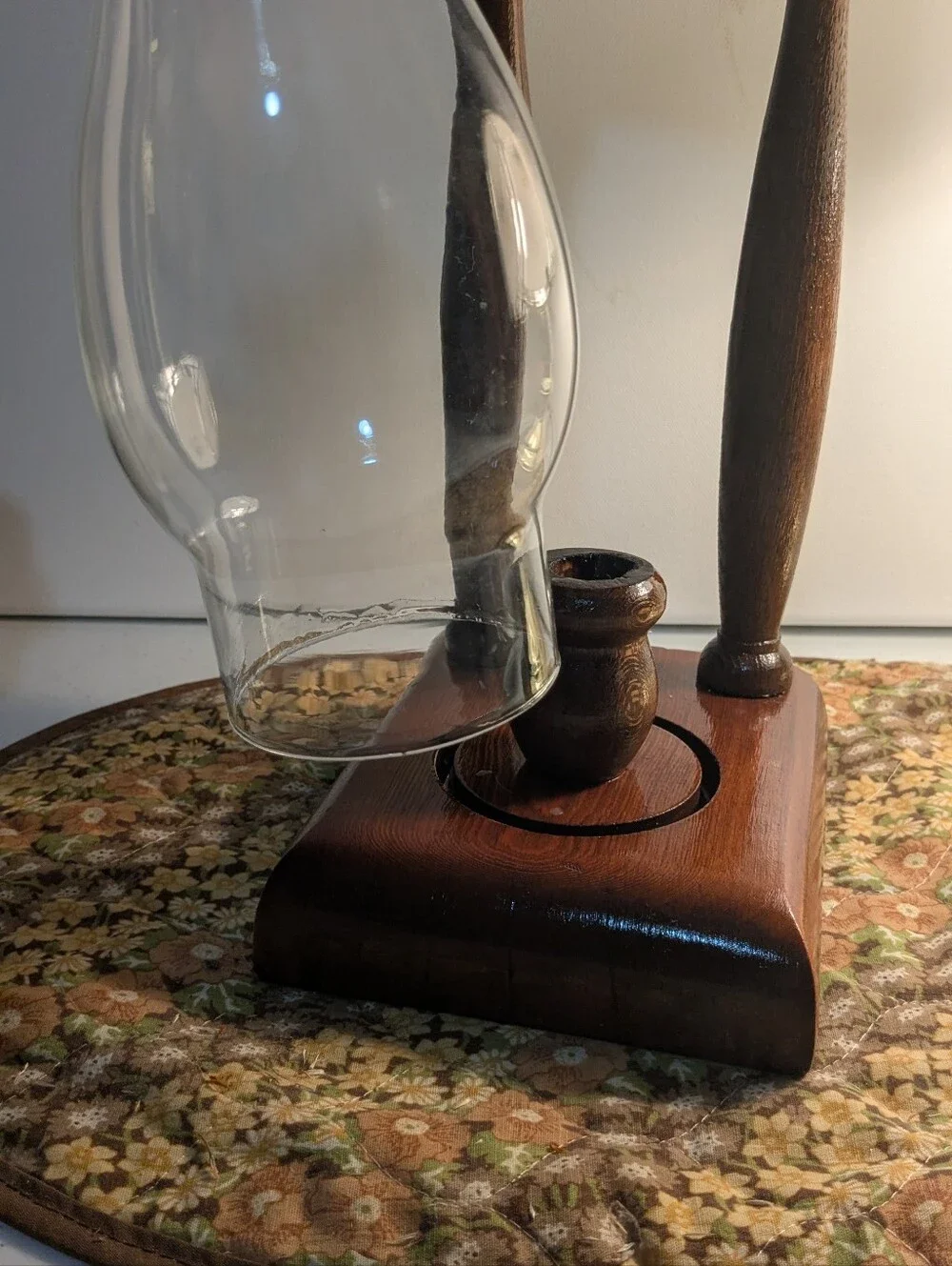 Cabincore Classic Dark Wood Hurricane Candle Holder - Dark Brown